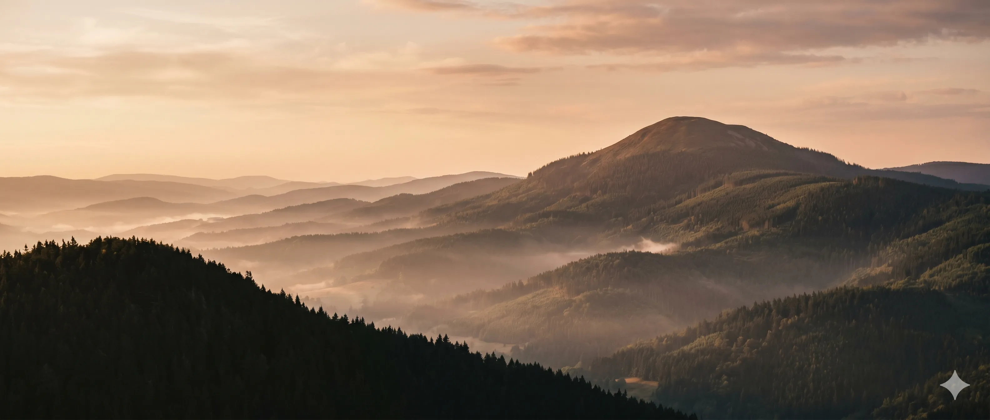 Panorama Sudetów o świcie